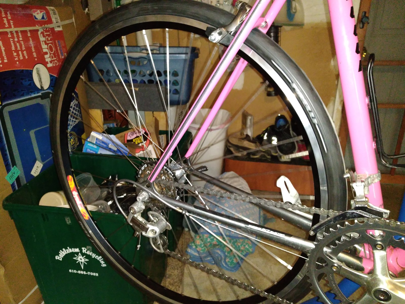 Rear wheel with Phil Wood hub and Velocity Dyad rim