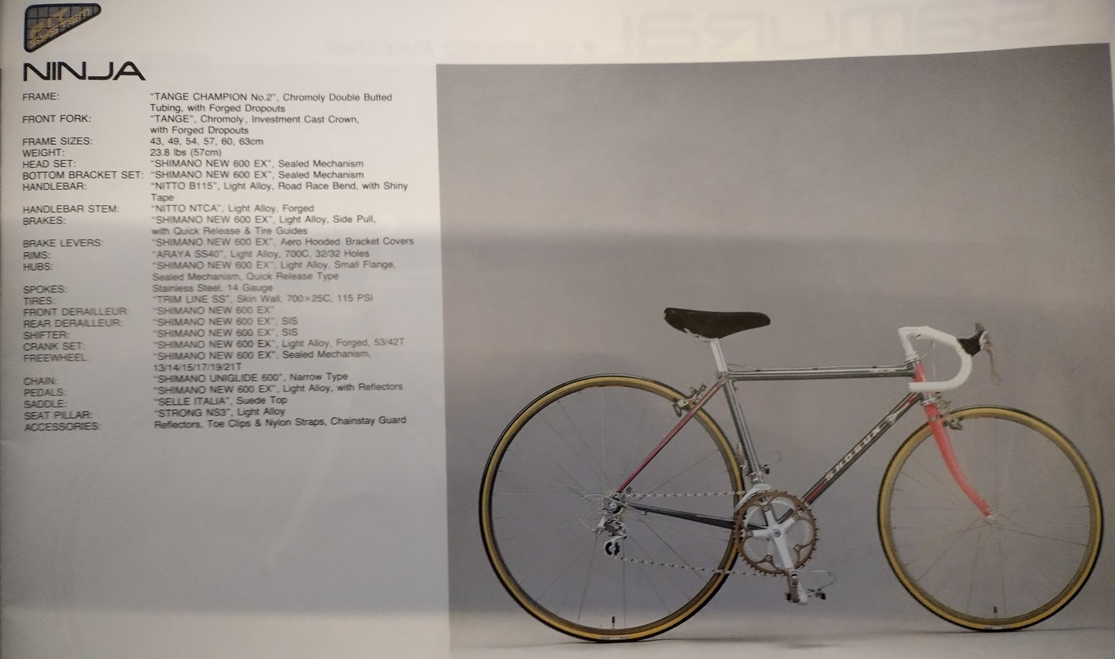 Shogun Bicycles catalogue page showing the original factory specification